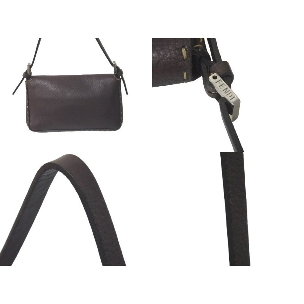 FENDI Selleria Mamma Bucket Shoulder Bag Brown Leather Double F Zucca Silver - Picture 4 of 9